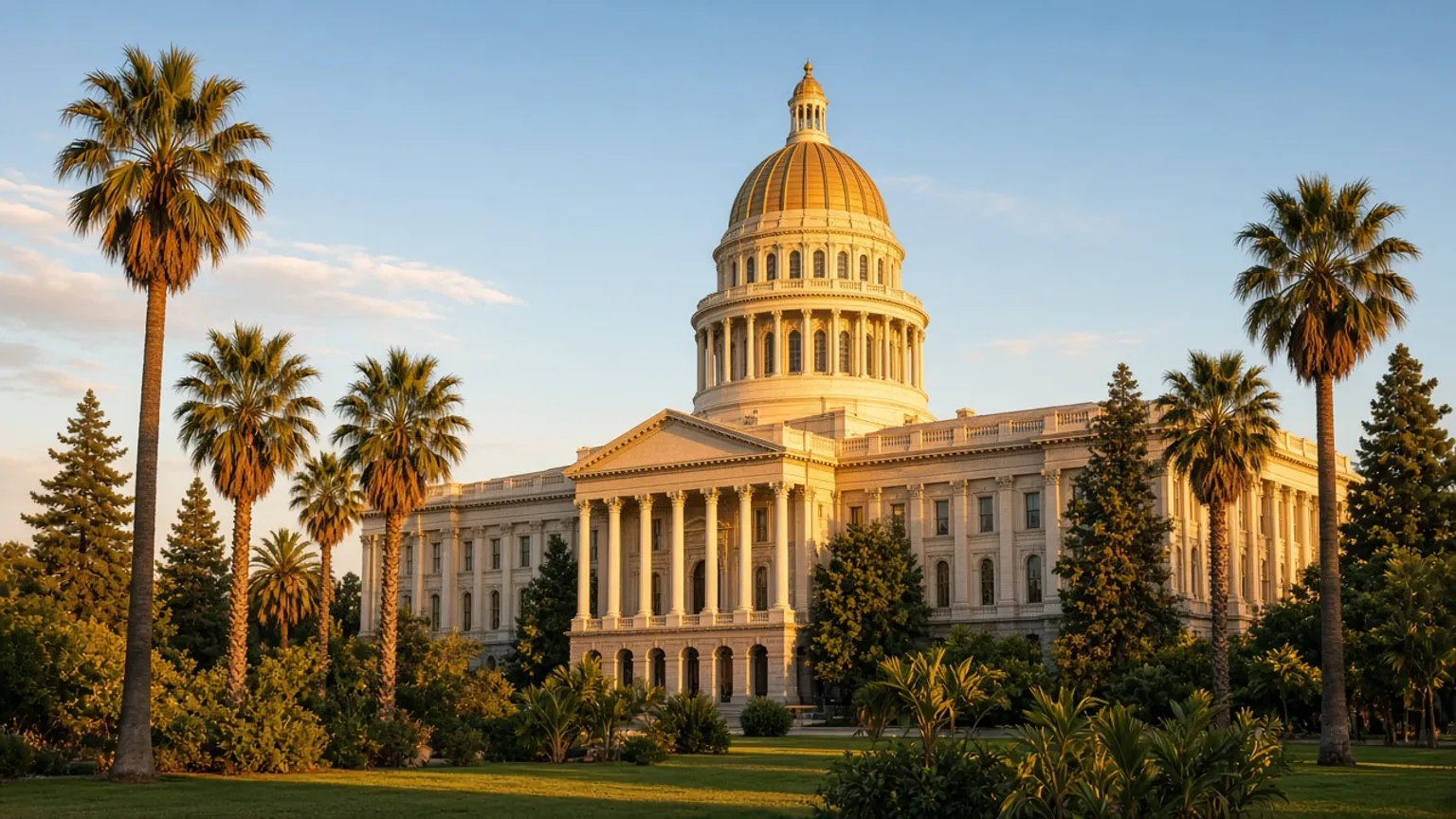 AI-generated image of the California State Capitol in Sacramento in afternoon light